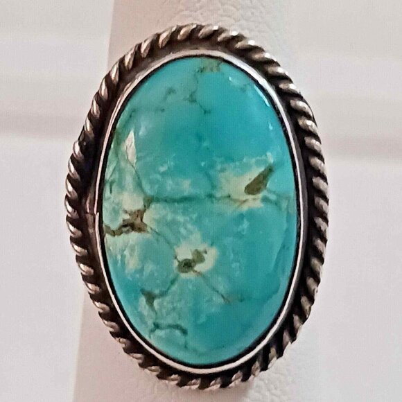 Native American Vintage Turquoise Sterling ring sz 4.75 (1015) - Picture 1 of 7